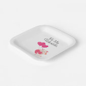 かわいいテディバレンタインデー紙プレート ペーパープレート (傾斜あり)