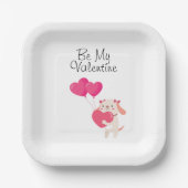 かわいいテディバレンタインデー紙プレート ペーパープレート (正面)