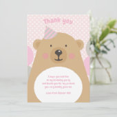 かわいいテディベアありがとうノートカード 招待状 (スタンド正面)