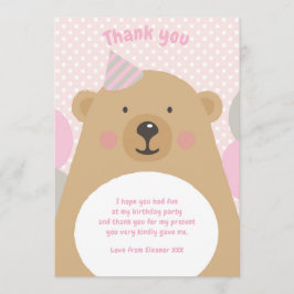 かわいいテディベアありがとうノートカード 招待状