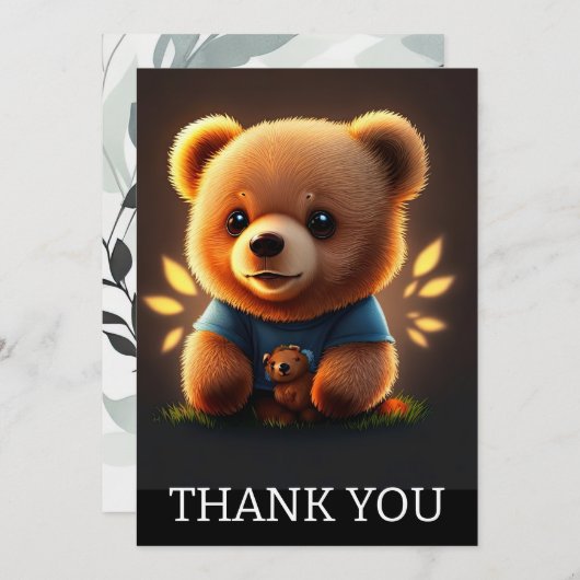 かわいいテディベアありがとう サンキューカード (正面/裏面)