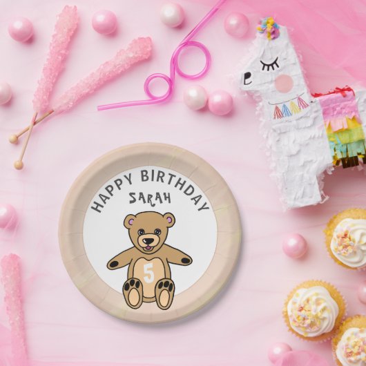 かわいいテディベアおもちゃキッド誕生日 ペーパープレート (パーティー)