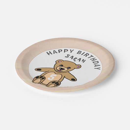 かわいいテディベアおもちゃキッド誕生日 ペーパープレート (アングル)
