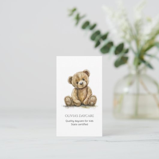 かわいいテディベアかわいい子育児デイサービスベイビーシッター 名刺 (スタンド正面)