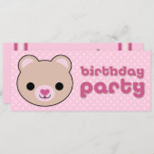 かわいいテディベアかわいい誕生日パーティの招待状 招待状 (正面/裏面)