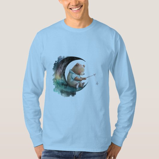 かわいいテディベアが月で、ぬいぐるみの漫画のクマ Tシャツ (正面)