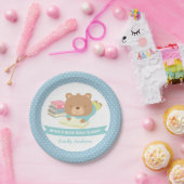 かわいいテディベアが本のベビーシャワーを持って来る ペーパープレート (パーティー)