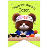 かわいいテディベアすしシェフ誕生日パーティー バンティングフラッグ (第2の旗)