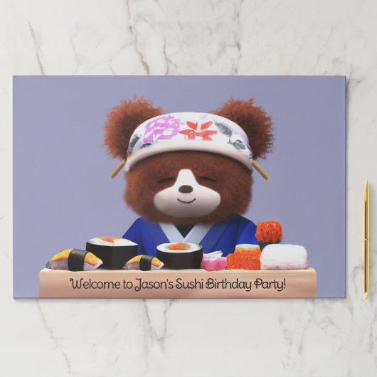 かわいいテディベアすしシェフ誕生日パーティー ペーパーパッド (インサイチュ)