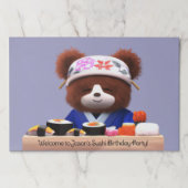 かわいいテディベアすしシェフ誕生日パーティー ペーパーパッド (正面)