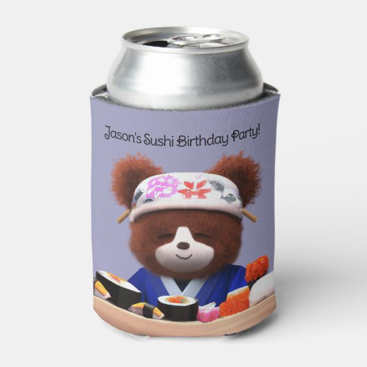 かわいいテディベアすしシェフ誕生日パーティー 缶クーラー (缶正面)