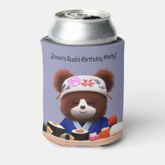 かわいいテディベアすしシェフ誕生日パーティー 缶クーラー (缶裏面)