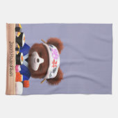 かわいいテディベアすしシェフ キッチンタオル (横)