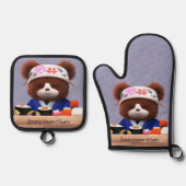 かわいいテディベアすしシェフ 鍋つかみ&鍋敷きセット (正面)