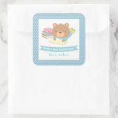 かわいいテディベアで本を持って来る赤ちゃんシャワー スクエアシール (バッグ)