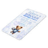 かわいいテディベアとサッカーの誕生日パーティー招待状 マグネット (左側)