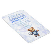 かわいいテディベアとサッカーの誕生日パーティー招待状 マグネット (右側)