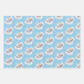 かわいいテディベアとスターズブルー ラッピングペーパーシート (正面3)