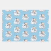 かわいいテディベアとスターズブルー ラッピングペーパーシート (正面)