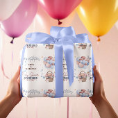 かわいいテディベアとバルーンカスタムベビーシャワー ラッピングペーパー