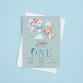 かわいいテディベアとバルーンベビー誕生日 招待状