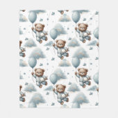 かわいいテディベアとバルーン水彩色 フリースブランケット (正面)