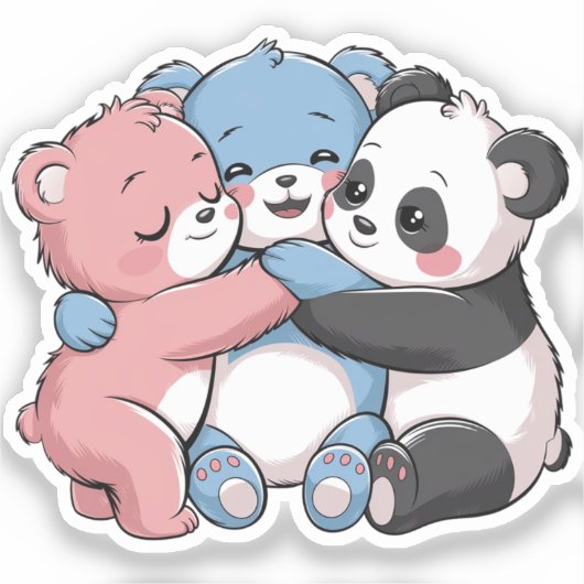 かわいいテディベアとパンダ シール (正面)