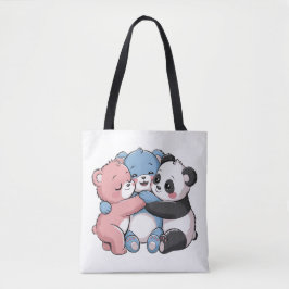 かわいいテディベアとパンダ トートバッグ
