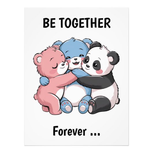 かわいいテディベアとパンダ フォトプリント            (正面)