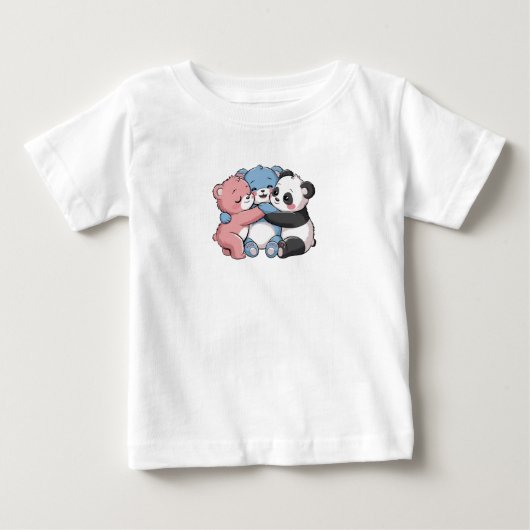かわいいテディベアとパンダ ベビーTシャツ (正面)