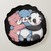 かわいいテディベアとパンダ ラウンドクッション (裏面)