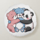 かわいいテディベアとパンダ ラウンドクッション (裏面)