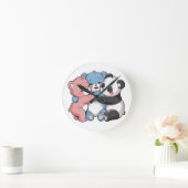 かわいいテディベアとパンダ ラウンド壁時計 (ホーム)