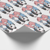 かわいいテディベアとパンダ ラッピングペーパー (角)