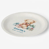 かわいいテディベアとプレゼント赤ちゃんシャワー ペーパープレート (アングル)