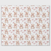 かわいいテディベアとベビーシャワーラッピング紙 ラッピングペーパー (フラット)