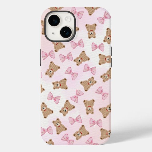 かわいいテディベアとリボンのiPhone 14ケース 🧸 Case-Mate iPhoneケース (裏面)