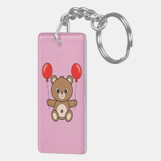 かわいいテディベアと赤い風船のキャラクター キーホルダー (裏面右)
