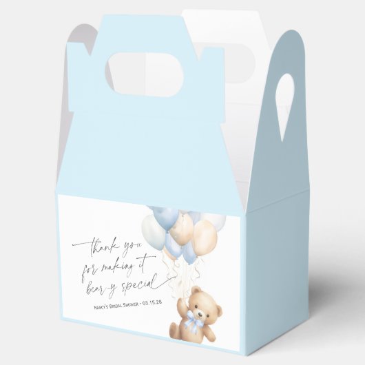 かわいいテディベアと青い風船を待つ フェイバーボックス (オープン)