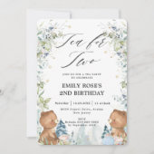 かわいいテディベアのお茶会　２さいの誕生日パーティー 招待状 (正面)