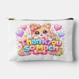 かわいいテディベアのかわいいサンキューステッカー アクセサリーポーチ