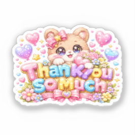 かわいいテディベアのかわいいサンキューステッカー シール