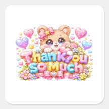 かわいいテディベアのかわいいサンキューステッカー