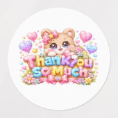 かわいいテディベアのかわいいサンキューステッカー ラベル (デザイン1)