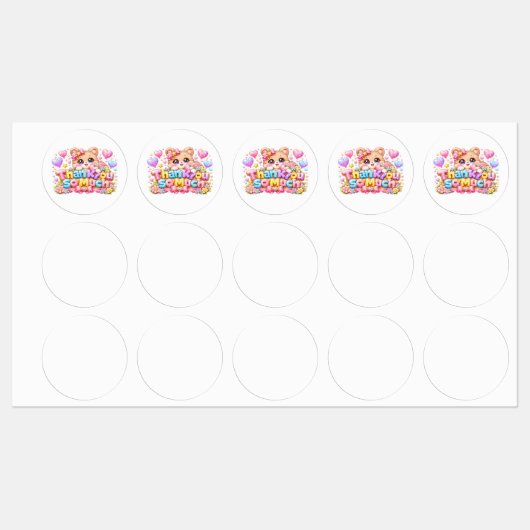 かわいいテディベアのかわいいサンキューステッカー ラベル (シート)
