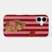 かわいいテディベアのカップルiPhoneケース iPhone 16ケース (裏面横)