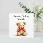 かわいいテディベアのカードに誕生日の詩を書いた。 カード (スタンド正面)