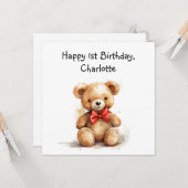 かわいいテディベアのカードに誕生日の詩を書いた。 カード (正面/裏面インサイチュ)