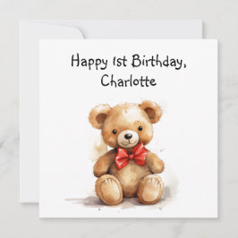 かわいいテディベアのカードに誕生日の詩を書いた。 カード