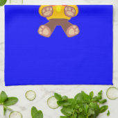 かわいいテディベアのキャラクターを青に キッチンタオル (折り畳み)